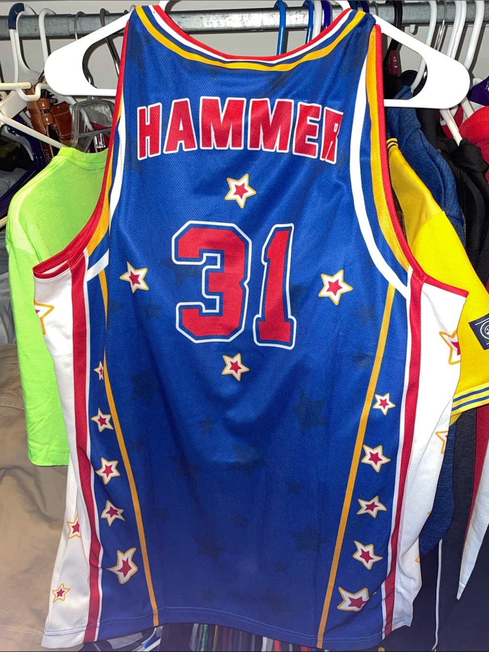 Champion Harlem Globetrotters Blue Red Yellow Basketball Jersey #31